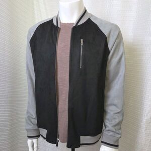 Ben Sherman The Original Faux Suede Bomber Jacket Black Gray Full-Zip Men's M